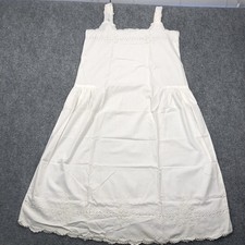 Antique Edwardian White Cotton Slip Dress Nightgown Crochet Lace Pintucks Pleats