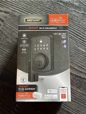 Defiant HUBSPACE SMART wifi Deadbolt SMART Plug Gateway 1011 691 905 MATTE BLACK