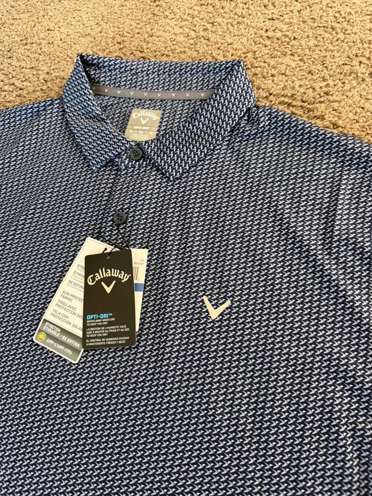 Opti Dri Xl  Polo Hummingbirds Print All Over Blue Golfer Pga