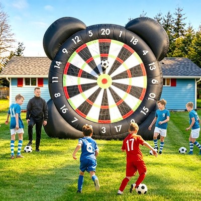 10ft Outdoor Inflatable Soccer Golf Darts Board + 8 Soccer Balls Buildin Blower