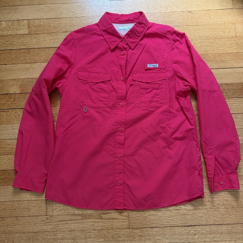 Hot Pink MAGENTA Columbia PFG performance Fishing Gear Jacket Shirt Wmn LARGE L
