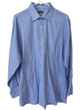 Van Heusen Dress Shirt Size Large Button Up Long Sleeve Regular Fit Wrinkle Free