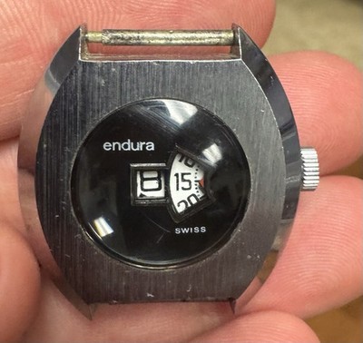 Vintage Endura Jump Hour Unisex Wristwatch Runs And Stops
