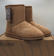 Lamo Footwear Classic 6" Chestnut Brown Faux Fur Lined Suede Boot sz 7