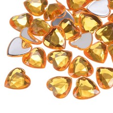 20 Pcs Acrylic Heart Rhinestone 20mm Flat Back Plastic Gems Gold