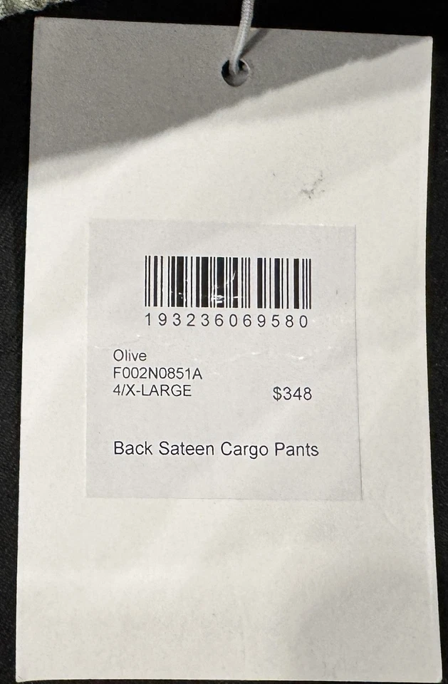 Pantalones cargo John Elliott F002N0851A espalda satén oliva para hombre talla XL nuevos Foto 4 de 4