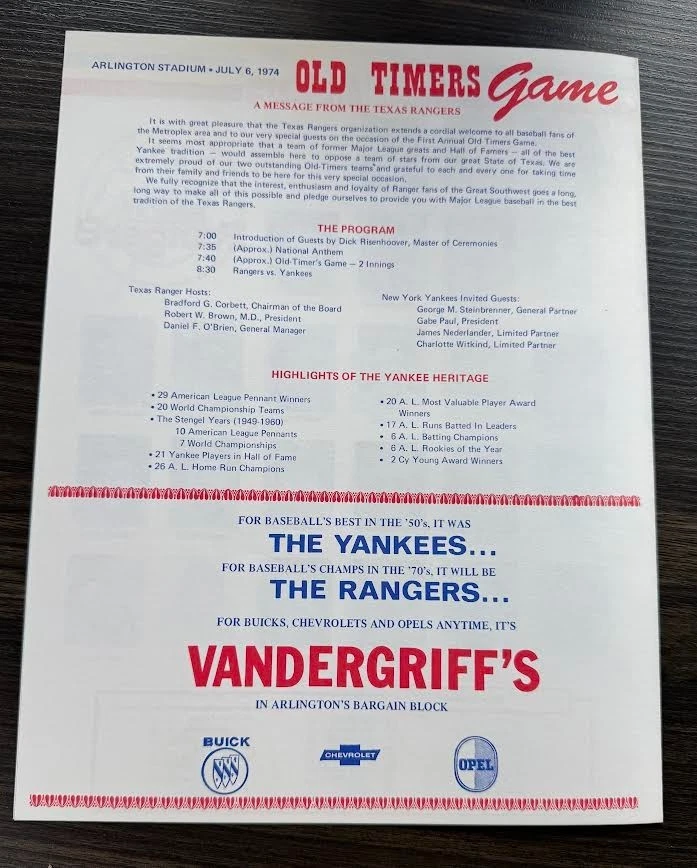 Vintage Texas Rangers News Stand Ad RARE 1974 + YANKEES PROGRAM - Image 4 of 4