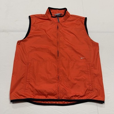 Vintage Nike Running Vest Mens XXL Orange Full Zip Y2K Silver Tag Lightweight