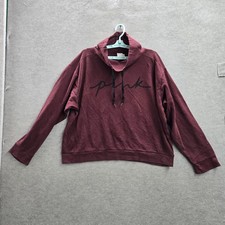 PINK Victoria's Secret Women Hoodie XL Burgundy Pullover Script Logo