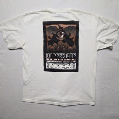 Vintage Copper Cup Mountain BMX Bike Challenge Tee Mens White XL 2002 Y2K