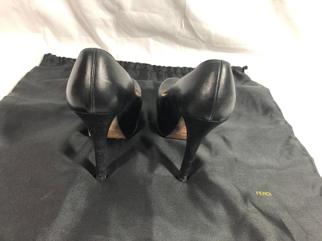 Authentic Fendi Women's Shoes High Heels Black Pump Leather