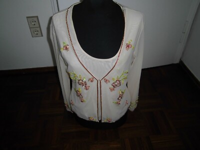 erreuno Twinset Farbe beige handbestickt Italienisch L