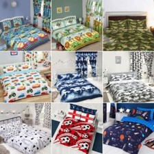 Kids Double Duvet Cover Sets - Various Designs - Animals Camo Space Rainbows