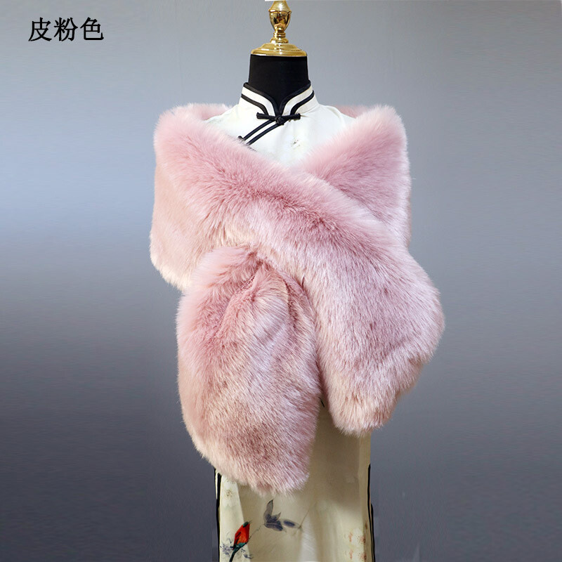 Women Winter Cheongsam Accessories 160cm*22cm Warm Shawl Faux Fur