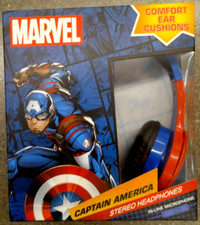 Marvel Captain America Stereo Headphones NEW with In-Line Microphone