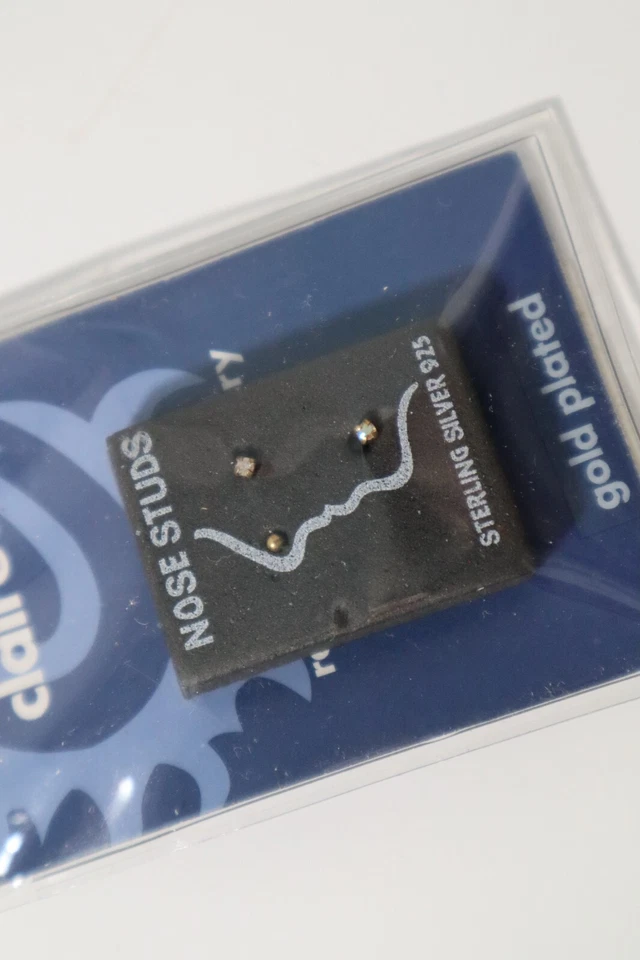 D4 3 gold plated crystal sterling silver stud body jewelry Claire's - Image 2 of 3