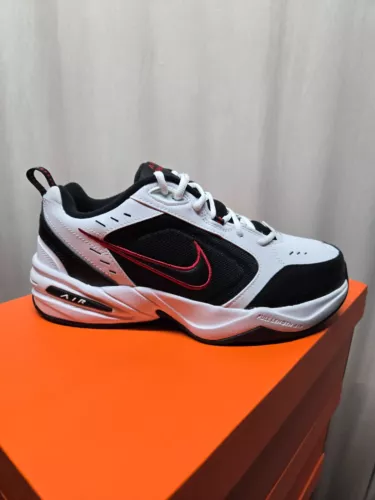 Nike Air Monarch IV 4E Men's Shoes, White, Black & Red Sizes (ALL SIZES 4Ewidth)