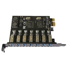 PCI-E Expansion Adapter Riser Card USB 3.0 7 Ports Hub External Controller Board