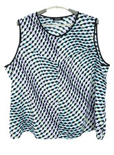 NINE WEST Women's Thin Polyester Tank Top Geometric Multicolor Size 3X Plus