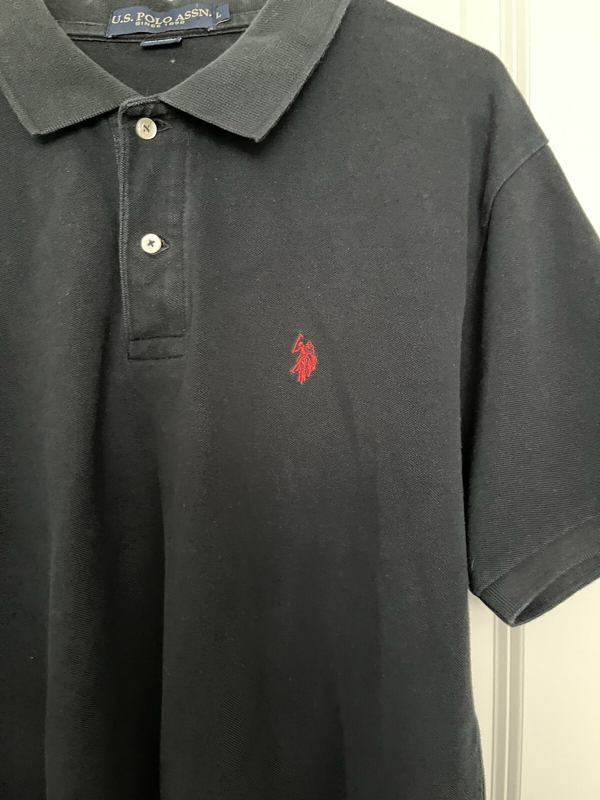US Polo Assn 1890 Camicia Nera Rossa Pony Cotone Manica Corta Uomo Large