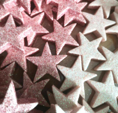 50 x Sterne 3 cm Glitzer Dekosterne Rosa Rose Weihnachtsdeko Weihnachtsstern