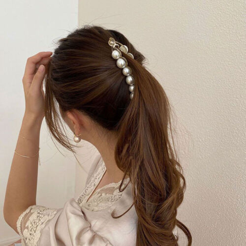 Pearls Banana Hair Clip Headdress Ponytail Hairpin Clamp Style Hair  Accessories | eBay