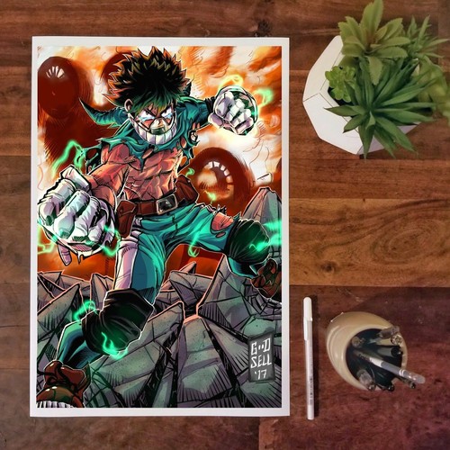 Deku poster print/ My Hero Academia Izuki Midoriya gift Anime BNHA Wall Art - 第 4/4 張圖片