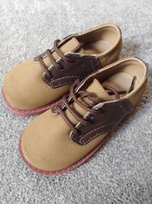 Trimfoot Baby Shoes Size 7 Brown Suede Man-Made Upper Infant Soft Walking