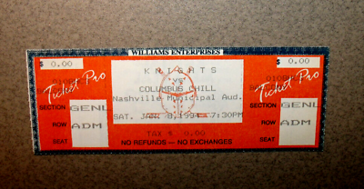 Nashville Knights 1/8/1994 ECHL Minor Hockey Full Ticket Nashville Knights 1/8/1994 ECHL Minor Hockey Full Ticket