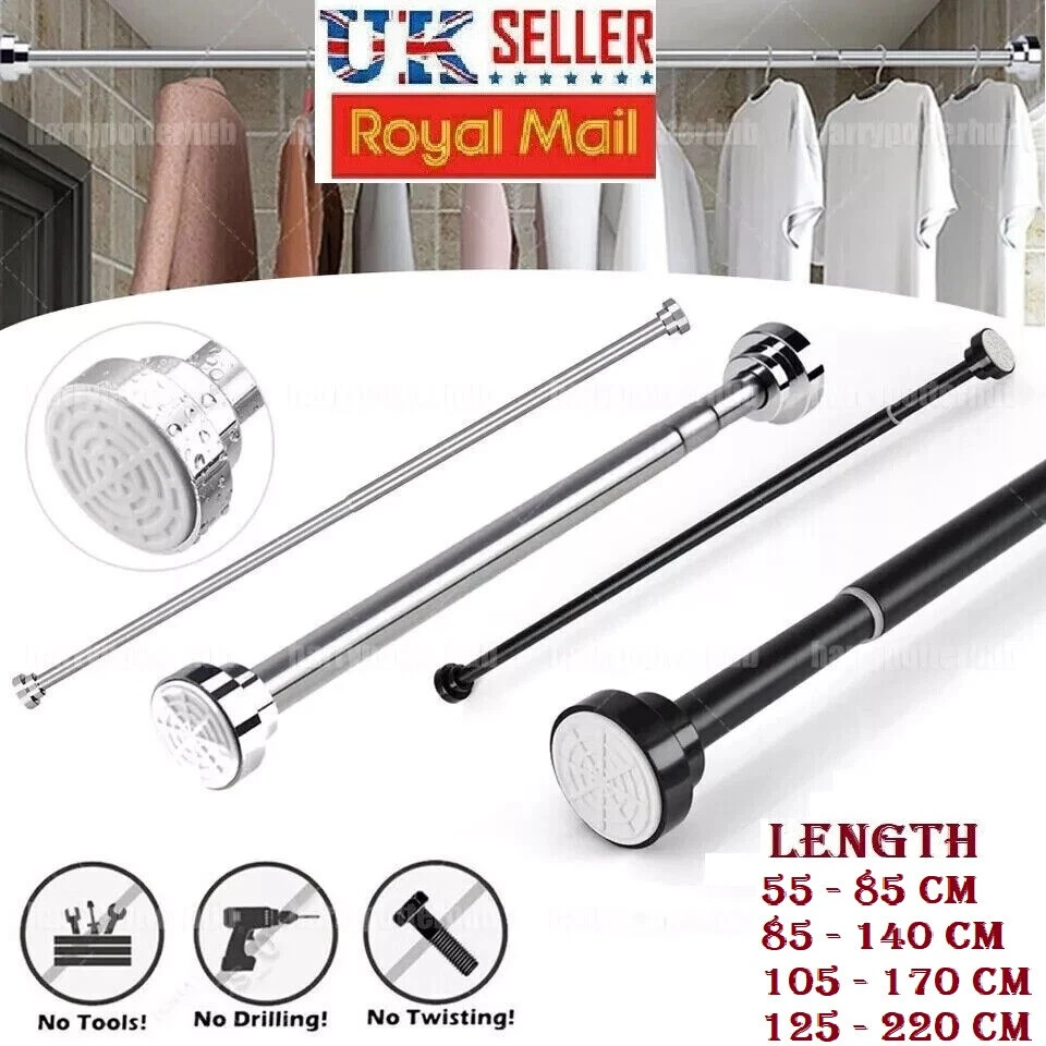 Heavy Duty Extendable Telescopic Shower Curtain Pole Rail Rod Bath Door Window E - Foto 4