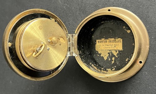 VINTAGE AUTOMBILE NAUTICAL MOTOR LAUNCH SHIPS MARPRO BRASS CASED DASHBOARD CLOCK - Picture 4 of 11
