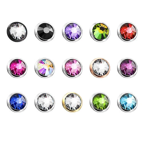 Dermal Anchor Piercing Attachment Stainless Steel Ball Dome Crystal Ball Flat Flat