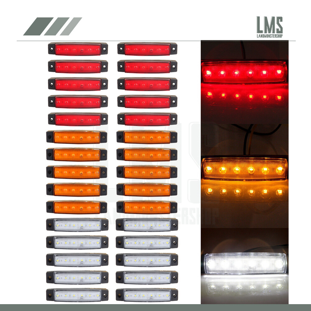 10X Red Amber White 12V 6 SMD LED Trailer Marker Lights US Made