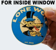 Pair 3" Lone Wolf Stickers, INSIDE WINDOW / Glass, Hot Rod Retro Vintage Decal