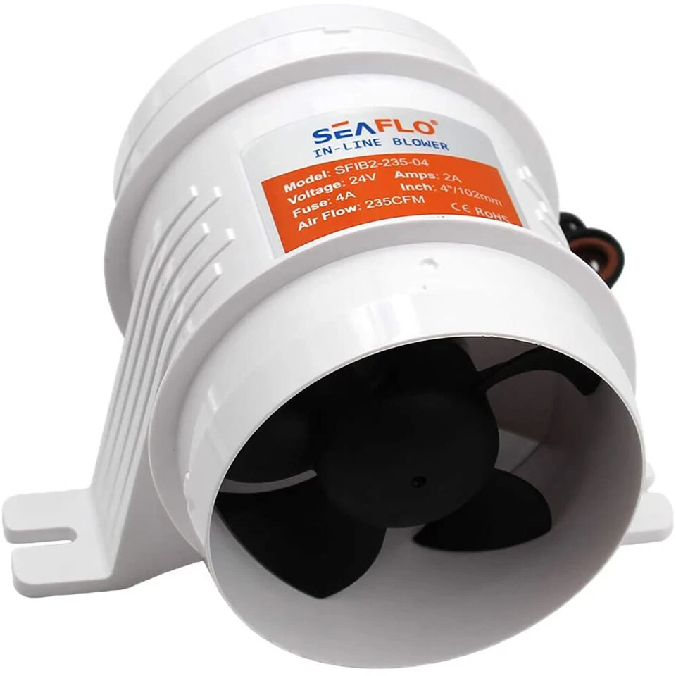 12V 4'' SEAFLO In Line Bilge Blower Boat Marine Cabin Air Ventilation Fan 235CFM - image 3 of 4