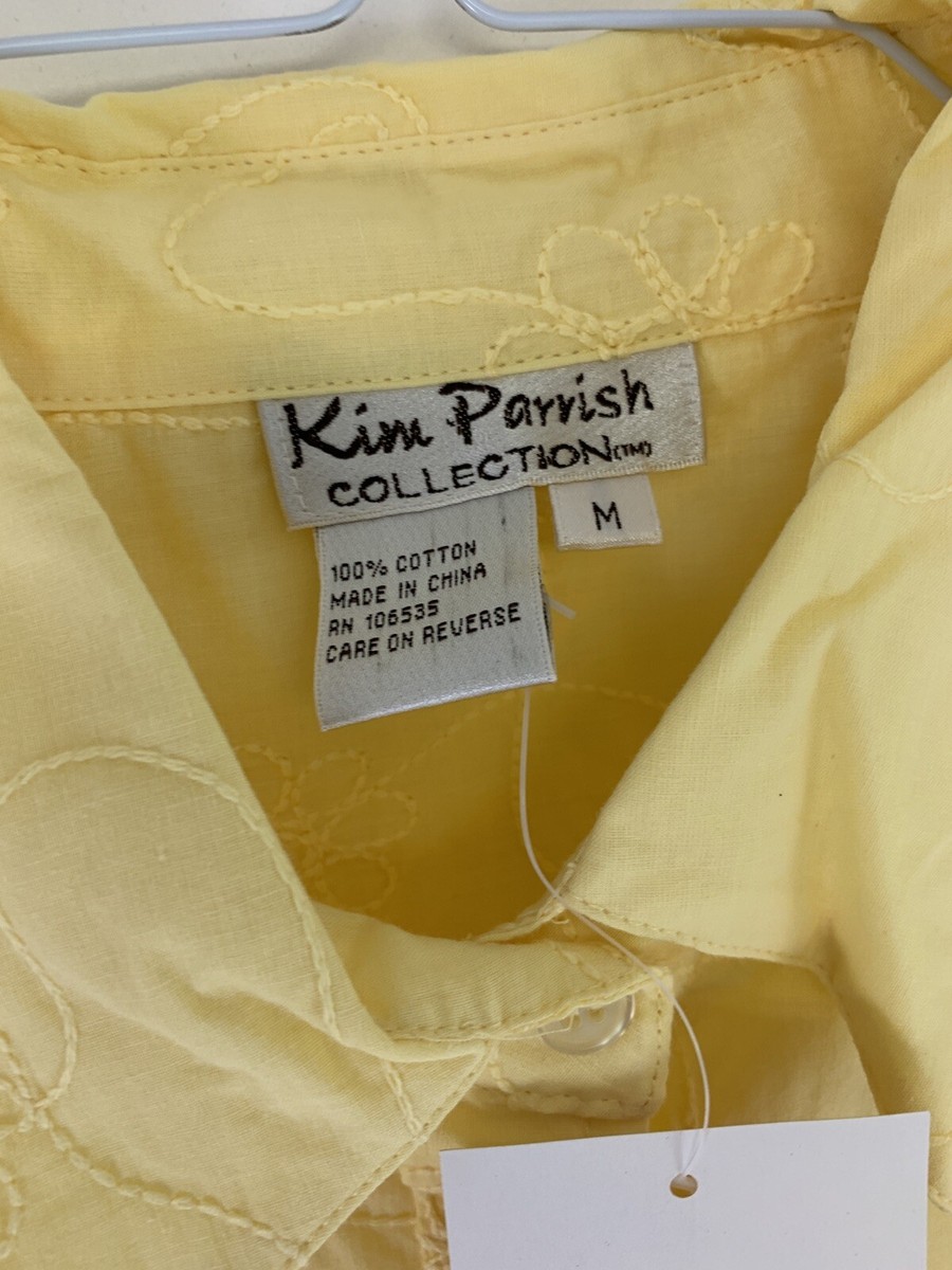 QVC Kim Parrish Floral Stitched Embroidered Button Front Top