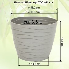 Kunststoff Blumentopf Pflanzkübel Übertopf TEO Creme/Grau/Beige 11-19 cm