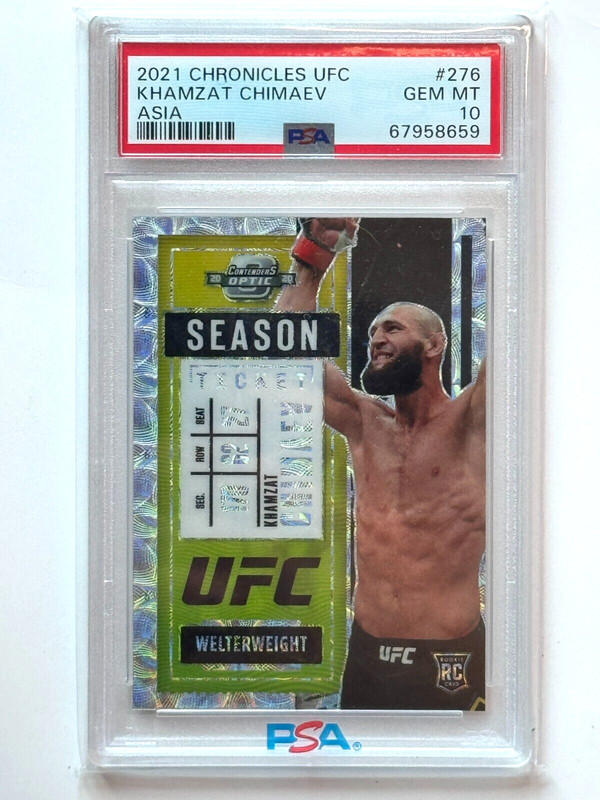2021 Panini Chronicles UFC Asia Rookie KHAMZAT CHIMAEV Optic Ticket PSA 10 #276