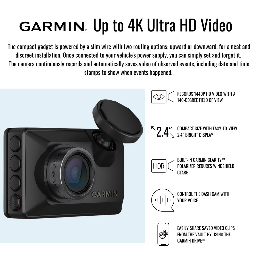 Камера Garmin Dash Cam X210 1440p Black с углом обзора 140 градусов в комплекте
