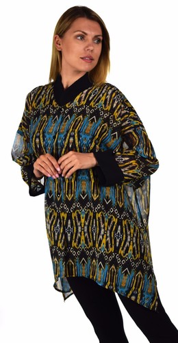Plus Size Oversized Button Down Tunic Blouse Shirt, One Size (Fits XL-5X) - Picture 4 of 4