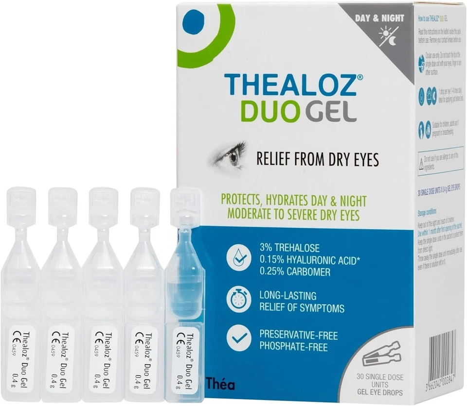 Thea Thealoz Duo Gel Single Dose Vials - Dry Eye Relief - 30 Single Dose Unit