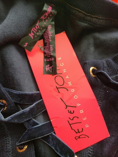 Betsey Johnson Performance Damen Velour Oberteil Langarm Sweatshirt Navy Blau S - Bild 10 von 11