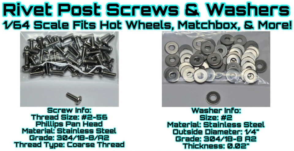 Kit COMPLETO de Tornillos de Remache para Rueda Caliente Restauración Personalizada Escala 1/64 y Otros Foto 4 de 4