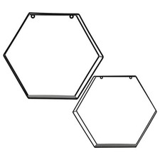 Hexagon Geometric Honeycomb Wall Decorative Black Metal Display Shelf Shelves