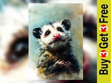 Gentle Possum Gaze 5"x7" Print on Matte Paper | Soft Watercolor Animal Painting