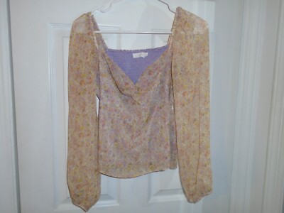 Lush Lilac Mustard Floral Top Size Small