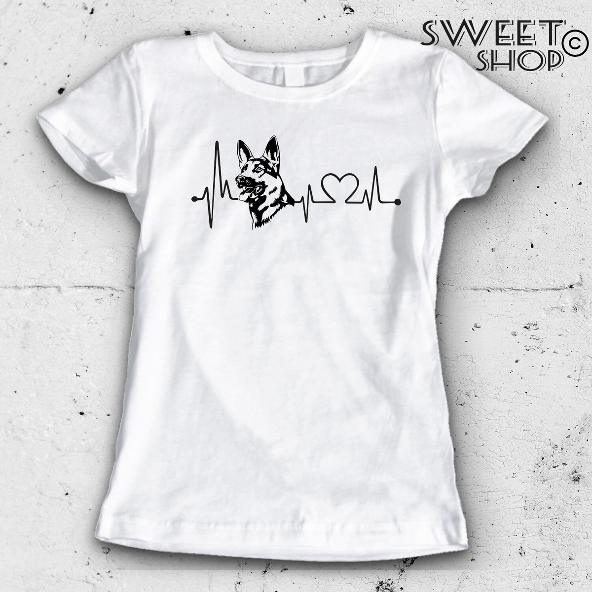 T-shirt MAGLIETTA DONNA BATTITO CARDIACO PASTORE TEDESCO CUORE CANE AMORE |  eBay
