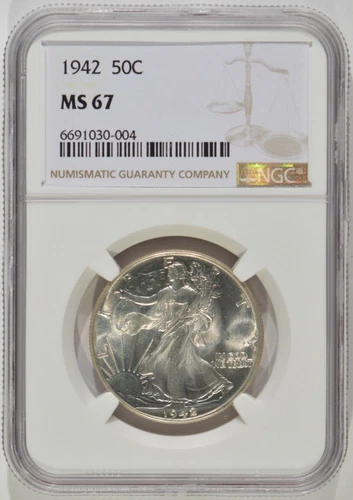 1942 Walking Liberty Silver Half Dollar 50c NGC MS67 6691030-004