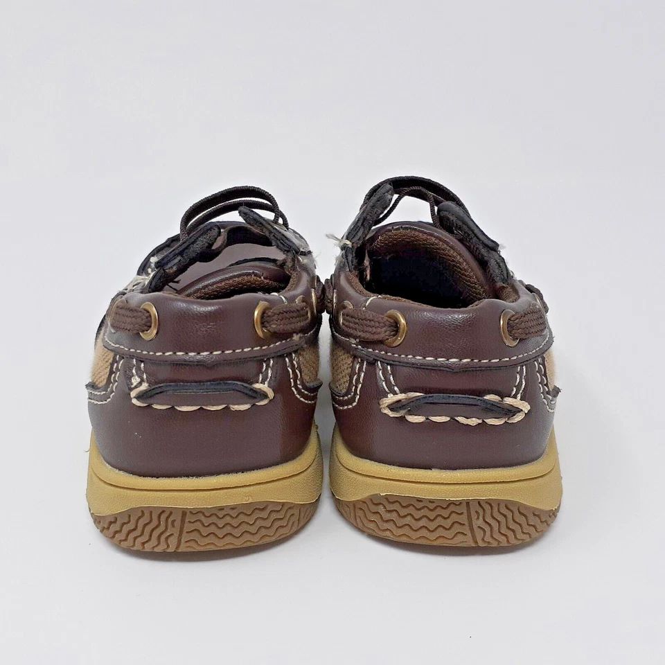 Zapatos Topsider para niños cubierta de barco marrón novato novato niño pequeño talla 5M clásicos preppy Foto 4 de 4