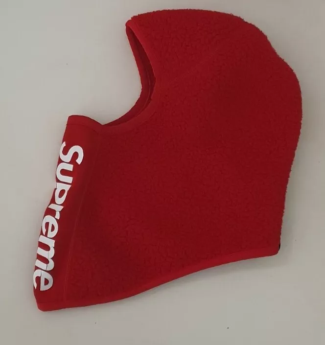 FW17 Supreme Polartec Deep Pile Balaclava red fleece beanie
